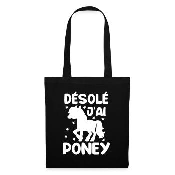 Cheval Poney Équitation Anniversaire Licorne Pony - Sac en tissu - noir - Devant