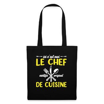 Ici C'est Moi Le Chef Cuisine Restaurant Cuisinier - Sac en tissu - noir - Devant