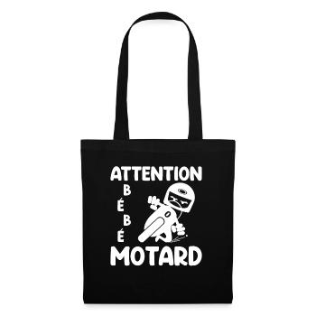 Attention Bébé Motard Moto Bike Idée Cadeau Papa - Sac en tissu - noir - Devant