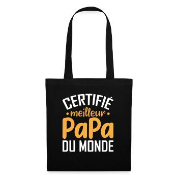 Certifié Meilleur Papa Du Monde - Sac en tissu - noir - Devant