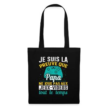 Gamer Papa Fête Des Pères Console Idée Cadeau Geek - Sac en tissu - noir - Devant