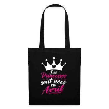 Les Princesses Sont Nées En Avril - Sac en tissu - noir - Devant