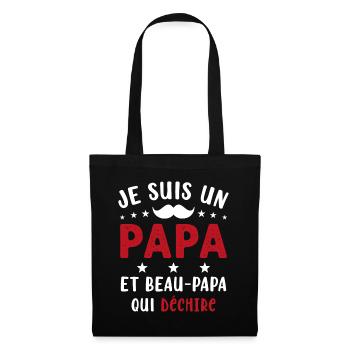 je suis un Papa et un Beau-Papa qui déchire - Sac en tissu - noir - Devant