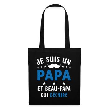 je suis un Papa et un Beau-Papa qui déchire - Sac en tissu - noir - Devant