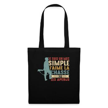 Chasse Et Apéro Chasser Cadeau Sanglier Mec Forêt - Sac en tissu - noir - Devant