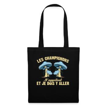 Champignon Forêt Idée Cadeau Nature Automne Hobby - Sac en tissu - noir - Devant