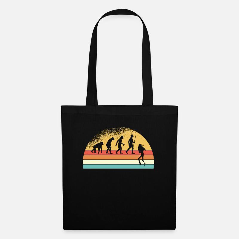 Evolution des Vintage-Tauchens Geschenkidee Meer - Stoffbeutel - Schwarz