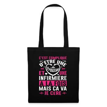 Infirmière Princesse Cadeau Anniversaire Médecine - Sac en tissu - noir - Devant
