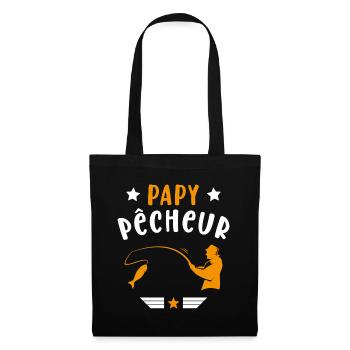 Papy Pêcheur Humour Fête des Grands Pères Noël - Sac en tissu - noir - Devant