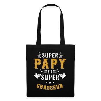 Super papy et Super Chasseur - Sac en tissu - noir - Devant