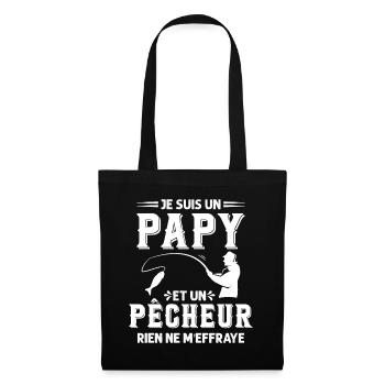 Papy Pêcheur Humour Fête des Grands Pères Noël - Sac en tissu - noir - Devant
