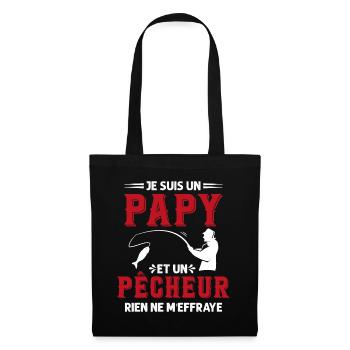 Papy Pêcheur Humour Fête des Grands Pères Noël - Sac en tissu - noir - Devant