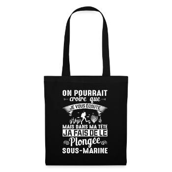 Dans Ma Tête Je Fais De La Plongée Piscine Sport - Sac en tissu - noir - Devant