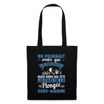 Dans Ma Tête Je Fais De La Plongée Piscine Sport - Sac en tissu - noir - Devant