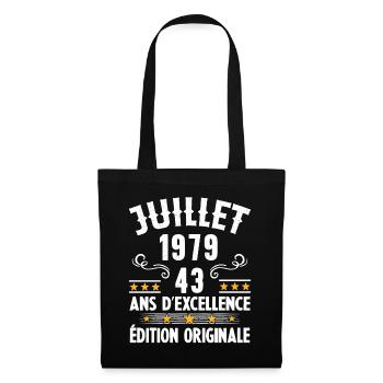 43 Ans Anniversaire Vintage Né(e) en Juillet 1979 - Sac en tissu - noir - Devant