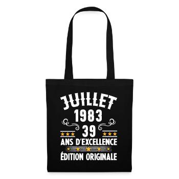 39 Ans Anniversaire Vintage Né(e) en Juillet 1983 - Sac en tissu - noir - Devant