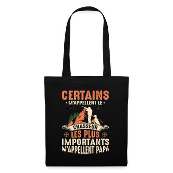 Papa Chasseur Chasser Cadeau Fête Des Pères Cool - Sac en tissu - noir - Devant