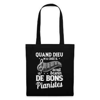Bon Pianiste Musique Piano Idée Cadeau Clavier - Sac en tissu - noir - Devant