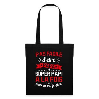 Papa Et Super Papy Fête Des Pères Cadeau De Noël - Sac en tissu - noir - Devant