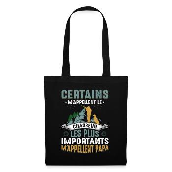Papa Chasseur Chasser Cadeau Fête Des Pères Cool - Sac en tissu - noir - Devant