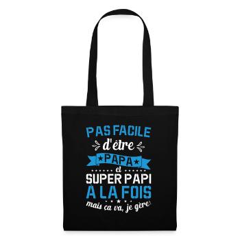 Papa Et Super Papy Fête Des Pères Cadeau De Noël - Sac en tissu - noir - Devant