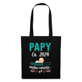 Papy En 2024 Idée Cadeau Cool Grossesse Humour - Sac en tissu - noir - Devant