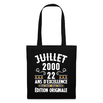 22 Ans Anniversaire Vintage Né(e) en Juillet 2000 - Sac en tissu - noir - Devant