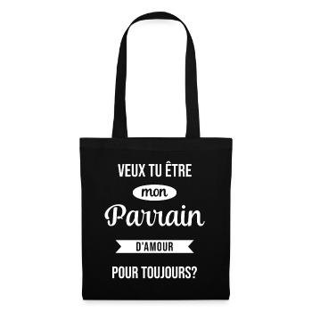 Veux Tu Être Mon Parrain d'amour pour toujours - Sac en tissu - noir - Devant