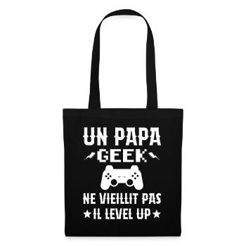 Un Papa Geek Ne Vieillit Pas Il Level Up - Sac en tissu - noir - Devant