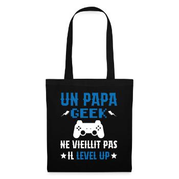 Un Papa Geek Ne Vieillit Pas Il Level Up - Sac en tissu - noir - Devant