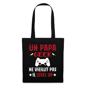 Un Papa Geek Ne Vieillit Pas Il Level Up - Sac en tissu - noir - Devant