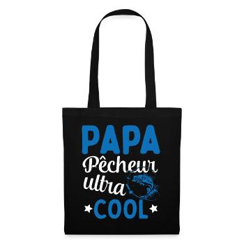 Cadeau Papa pêcheur cadeau fête des pères - Sac en tissu - noir - Devant