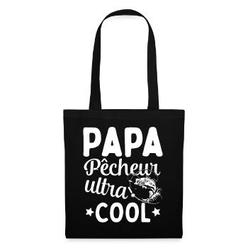 Cadeau Papa pêcheur cadeau fête des pères - Sac en tissu - noir - Devant