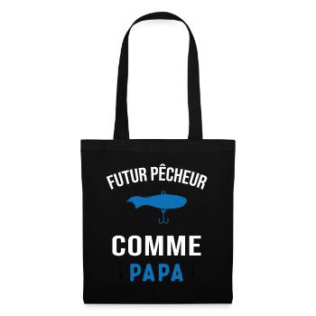 Futur pêcheur comme papa humour cadeau pêcheur - Sac en tissu - noir - Devant