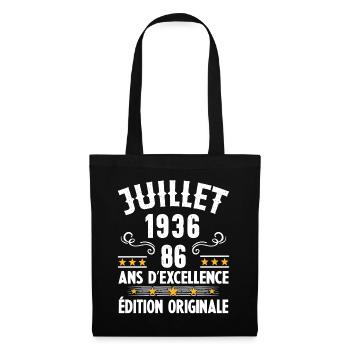 86 Ans Anniversaire Vintage Né(e) en Juillet 1936 - Sac en tissu - noir - Devant
