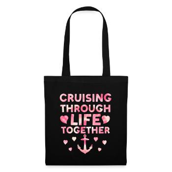 Croisière ensemble à travers la lune de miel de la vie Tie Dye - Sac en tissu - noir - Devant