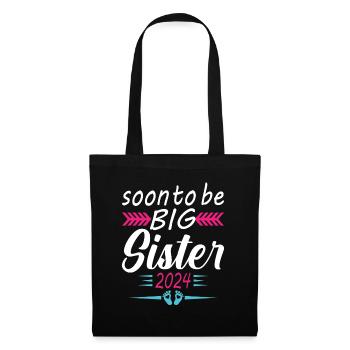 Bald Big Sister 2024 Geschenk Ankündigung Schwangerschaft - Stoffbeutel - Schwarz - Vorne