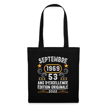 Septembre 1969 53 Ans Anniversaire Idée Cadeau - Sac en tissu - noir - Devant