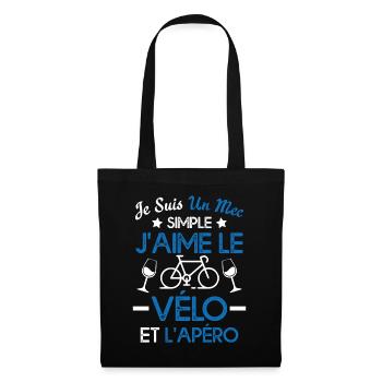 Je suis un mec simple j'aime le vélo et l'apéro - Sac en tissu - noir - Devant