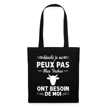 Mes Vaches Cadeau drôle pour l'agriculteur - Sac en tissu - noir - Devant