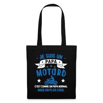 Je Suis Un Papa Motard Cool Humour Moto - Sac en tissu - noir - Devant