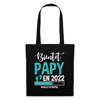 Bientôt Papy En 2022 Idée Cadeau Annonce Grossesse - Sac en tissu - noir - Devant