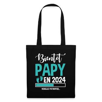 Bientôt Papy En 2024 Idée Cadeau Annonce Grossesse - Sac en tissu - noir - Devant