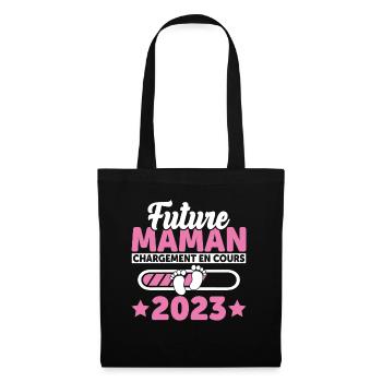 Future Maman 2023 Enceinte Idée Cadeau Amour Coeur - Sac en tissu - noir - Devant