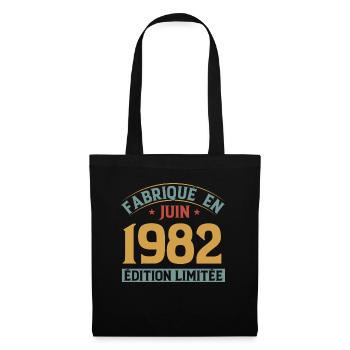 Juin Année 1982 Anniversaire Vintage Idée Cadeau - Sac en tissu - noir - Devant