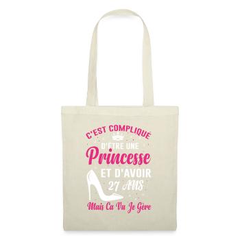 Princesse 27 Ans Anniversaire Idée Cadeau Pink Âge - Sac en tissu - nature - Devant