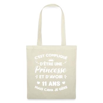 Princesse 11 Ans Anniversaire Idée Cadeau Licorne - Sac en tissu - nature - Devant