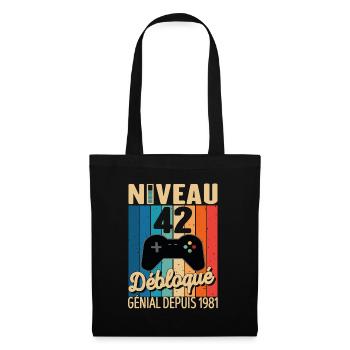 42 Ans 1981 Anniversaire Cadeau Citation Gamer - Sac en tissu - noir - Devant