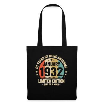 91 years January 1932 Anniversary Vintage gift - Tote Bag - black - Front