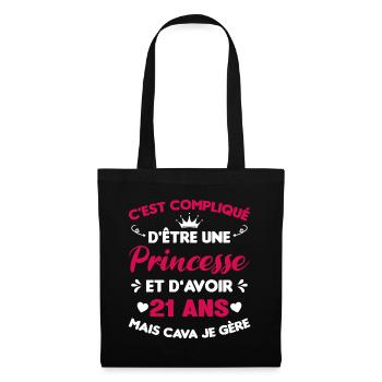 Princesse 21 Ans Anniversaire Idée Cadeau Pink Âge - Sac en tissu - noir - Devant